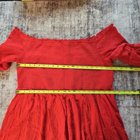 Pinup Fashion Top Womens 5X Red Off Shoulder Peasant Bell Sleeve Blouse Boho - Picture 6 of 10